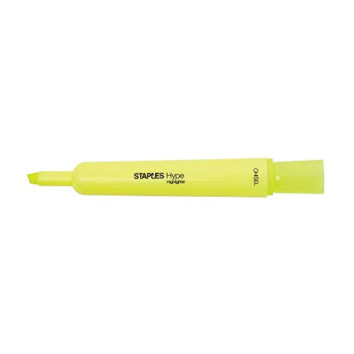 STAPLES 2072174 Hype Tank Highlighters Chisel Yellow 12/Pk (29203)