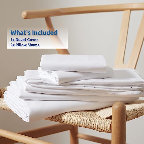 Nestl White Duvet Cover Queen Size - Soft Double Brushed Queen Duvet Cover Set, 3 Piece, with Button Closure, 1 Duvet Cover 90x90 inches and 2 Pillow Shams