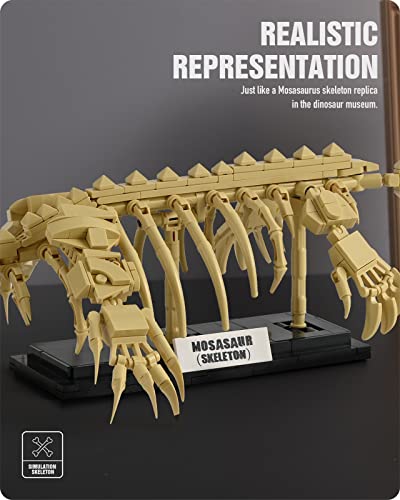 Nifeliz Mosasaurus Dinosaur Fossil Building Kit, Impressive Dinosaur Skeleton Model Decoration, Cool Dinosaur Gift Toy Set for Dinosaur Fans (498 PCS)
