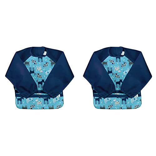 green sprouts Easy-wear Long Sleeve Bib | Waterproof Protection | Flipped Pocket, Soft Material, Easy Clean Smock