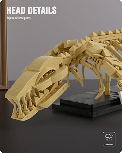 Nifeliz Mosasaurus Dinosaur Fossil Building Kit, Impressive Dinosaur Skeleton Model Decoration, Cool Dinosaur Gift Toy Set for Dinosaur Fans (498 PCS)