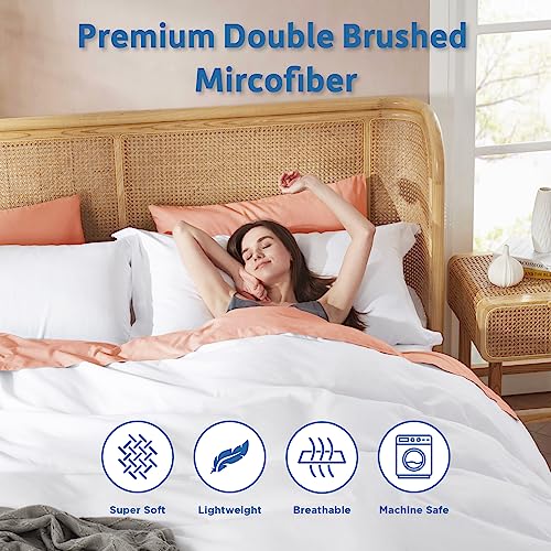 Nestl White Duvet Cover Queen Size - Soft Double Brushed Queen Duvet Cover Set, 3 Piece, with Button Closure, 1 Duvet Cover 90x90 inches and 2 Pillow Shams