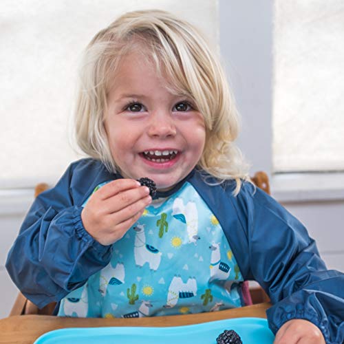 green sprouts Easy-wear Long Sleeve Bib | Waterproof Protection | Flipped Pocket, Soft Material, Easy Clean Smock