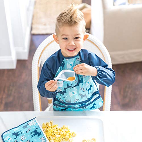 green sprouts Easy-wear Long Sleeve Bib | Waterproof Protection | Flipped Pocket, Soft Material, Easy Clean Smock
