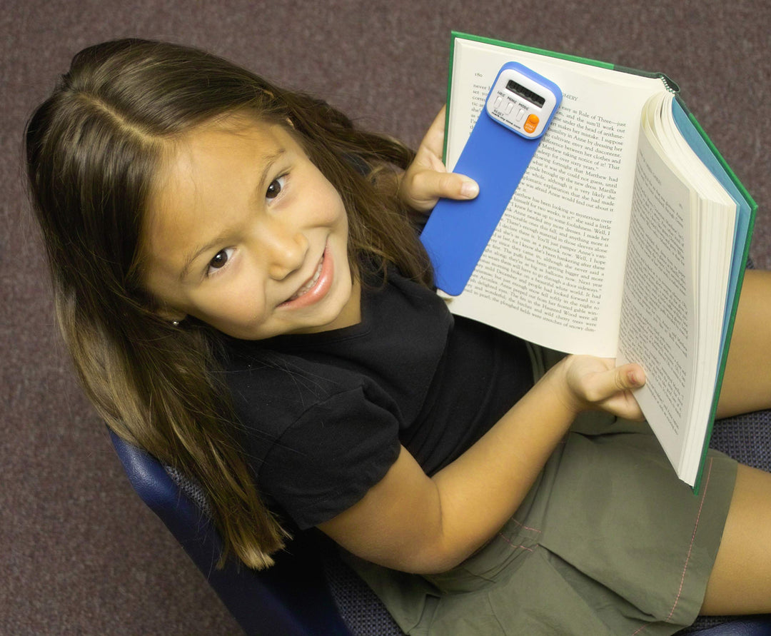 Mark-My-Time - Digital Bookmark - Mark My Time Reading Timer and Bookmark for Kids, Cool Bookmarks and Reading Incentives, Great Christmas Gift & Stocking Stuffer for Book Lovers - Neon Blue