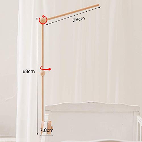 Baby Crib Mobile Arm - Wooden Baby Mobile Crib Holder for Mobile Hanging Baby Crib Attachment for Nursery Decor
