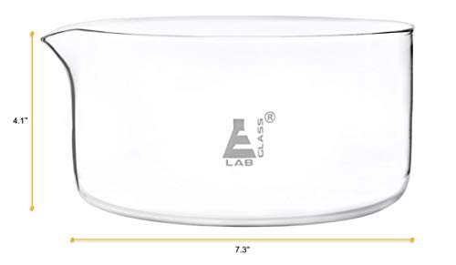 Crystallizing Dish, 2000ml - Flat Bottom, with Spout - Borosilicate 3.3 Glass - Laboratory, Kitchen, Crafts - Eisco Labs