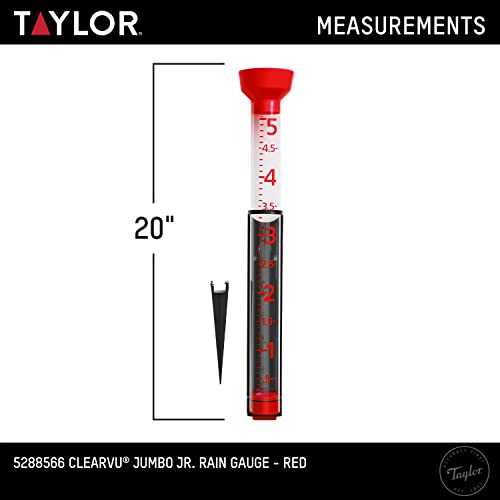 Taylor 5 Inch Capacity Jumbo Jr Rain Gauge, Red