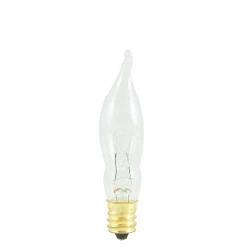 10 PACK -- Bulbrite 7.5CFC/15/3 7.5W Flame Candelabra Tip Chandelier Bulb, Clear