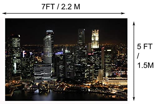 Laeacco 7x5ft Aerial View Famous Big City Backdrop for Photography Modern City Night View Background Skyscraper Urban Light Skyline Birthday Party Banner Online Live Broadcast Video Prop Photo Studio