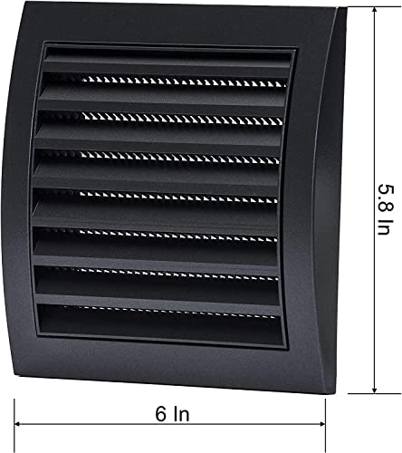 Vent Systems 4'' x 4'' Inch Anthracite Pack of 2 Flat Air Vent Cover - for Dryer Vents and Bathroom Exhaust Vents Pipe, Louvered Indoor/Outdoor Dryer Vent Cover