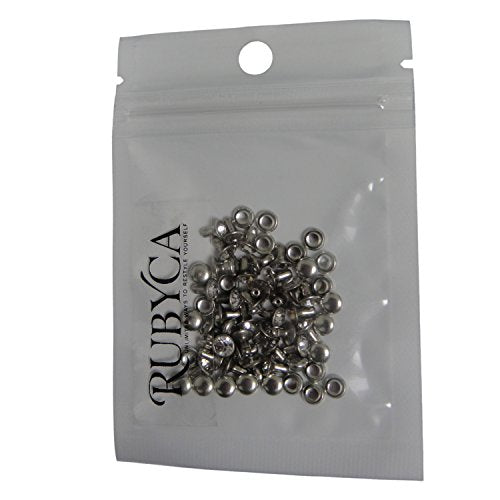 RUBYCA 5mm 200 Sets Cz White Clear Crystal Rapid Rivets Silver Color Spots Studs Double Cap for DIY Leather-Craft