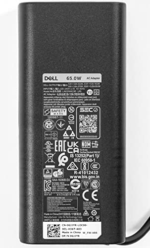 Dell Laptop Charger 65W Watt USB Type C AC Power Adapter LA65NM190/HA65NM190/DA65NM190 Include Power Cord for Dell XPS 12 9250, XPS 13 9350 Compatible with XPS Series and Latitude 5000 Series