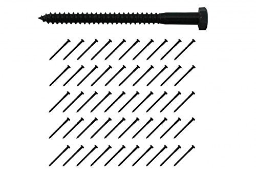 Renovators Supply Manufacturing Lag Bolts 4 in. Black Zinc Plated Steel Lag Screws with Hexagonal Head Pack of 50