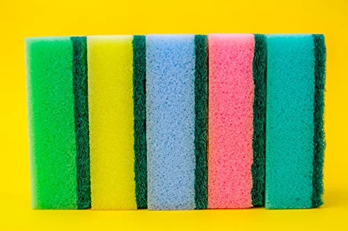 DecorRack 80 Cleaning Scrub Sponges for Kitchen, Dishes, Bathroom, Car Wash, Heavy Duty Scour Dish Pad, Assorted Colors (Pack of 80)