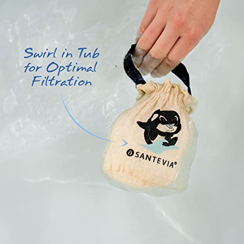 Organic Cotton Bath Faucet Filter by Santevia | Sensitive Skin Bathtub Water Purifier | Adds Nourishing Minerals for Hair & Skin | Chlorine Filter | Made in North America