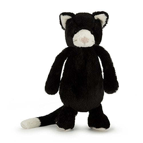 Jellycat Bashful Black and White Cat Stuffed Animal, Medium, 12 inches