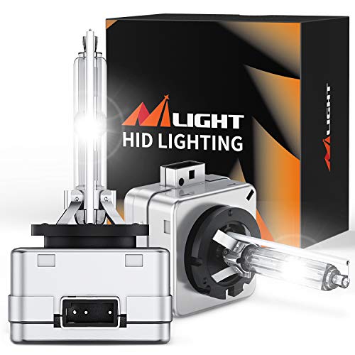 Nilight D1S HID Headlight Bulb, 6000K Diamond White D1S Bulb Super Bright High Low Beam Xenon Headlights Replacement, 2-Pack