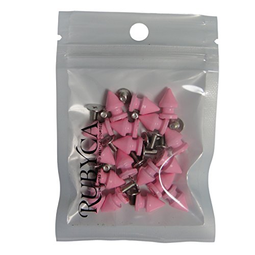 RUBYCA 12MM 50 Sets Metal Tree Spikes and Studs Metallic Screw-Back for DIY Punk Leather-Craft Pink