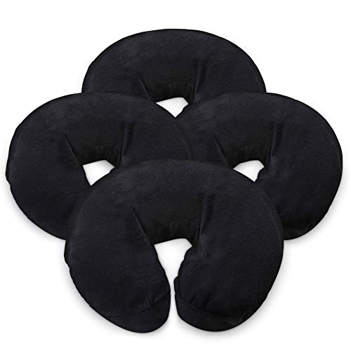 London Linens Pack of 4, Premium Extra Thick 100% Cotton Flannel Massage Tables Face Cradle Covers Cozies Fitted - Includes 4 pcs (Black)