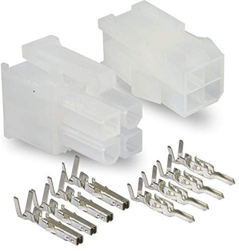 Molex Connector Lot, 5 Matched Sets, (4-Circuits) w/18-24 AWG, Pin Size: Standard .0165" 4.2mm, Mini-Fit Jr ™