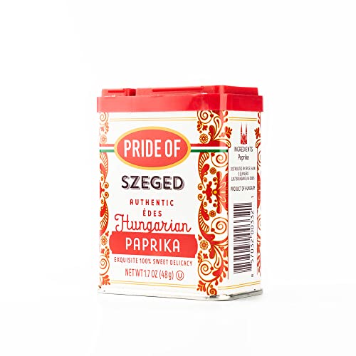 Pride Of Szeged Hungarian Sweet Paprika, Authentic Hungarian Sourced, Single Ingredient Premium Spice | Gluten Free | Kosher | Non-GMO | 1.7 oz. Tin, 1-Count