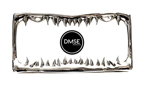 DMSE Universal Metal Shark Tooth Teeth Jaws License Plate Frame Cool Design For Any Vehicle (Chrome)