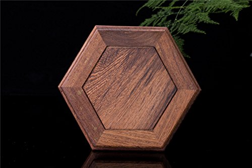 Beautiful Hand Craft Hexagon Rosewood Oriental Fishbowl Vase Stand 6.5"