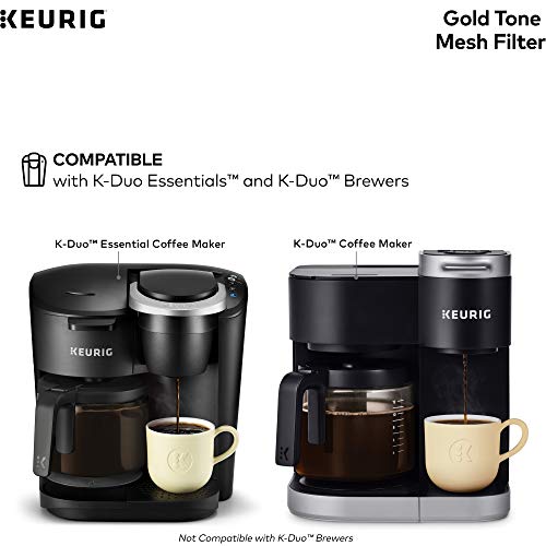 Keurig Reusable Ground Coffee Filter Compatible Essentials and K-Duo Brewers only, Eco-Friendly Way to Brew a Carafe, Gold Tone Mesh