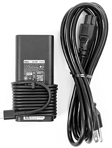 Dell Laptop Charger 65W Watt USB Type C AC Power Adapter LA65NM190/HA65NM190/DA65NM190 Include Power Cord for Dell XPS 12 9250, XPS 13 9350 Compatible with XPS Series and Latitude 5000 Series