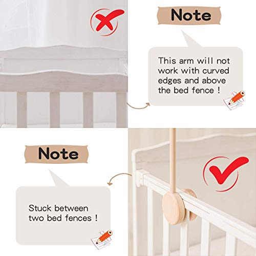 Baby Crib Mobile Arm - Wooden Baby Mobile Crib Holder for Mobile Hanging Baby Crib Attachment for Nursery Decor