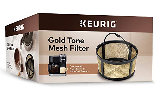 Keurig Reusable Ground Coffee Filter Compatible Essentials and K-Duo Brewers only, Eco-Friendly Way to Brew a Carafe, Gold Tone Mesh