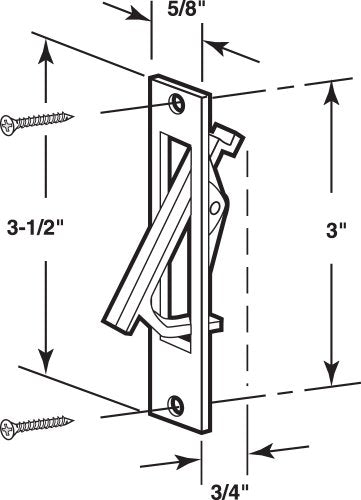 Prime-Line N 7274 Diecast, Satin Nickel, Pocket Door Flush Edge Pull (Single Pack)