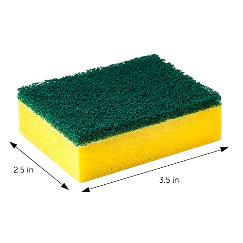 DecorRack 40 Cleaning Scrub Sponges for Kitchen, Dishes, Bathroom, Car Wash, One Scouring Scrubbing One Absorbent Side, Abrasive Scrubber Sponge Dish Pads, Heavy Duty, Assorted Colors (Pack of 40)