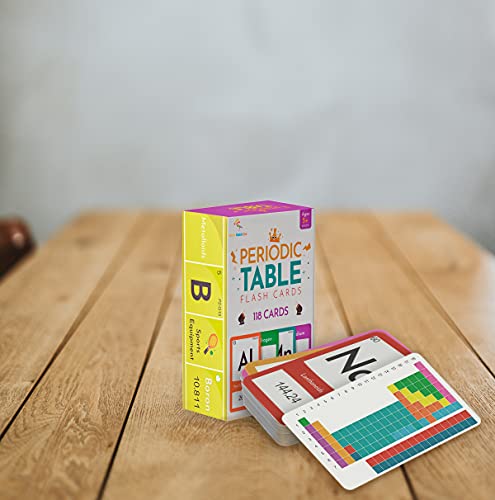 Periodic Table for Kids - Laminated Elements Flash Cards. 118 Flash Cards for Kids to Learn, Study and Memorize The Periodic Table. Science Materials for Classroom and Home. Recommended Ages 5 and Up