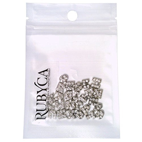 RUBYCA 26pcs Czech Crystal Floating Charms Alphabet A-Z Letters Lot for Glass Living Memory Locket Silver Color