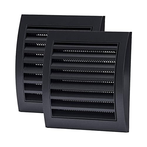 Vent Systems 4'' x 4'' Inch Anthracite Pack of 2 Flat Air Vent Cover - for Dryer Vents and Bathroom Exhaust Vents Pipe, Louvered Indoor/Outdoor Dryer Vent Cover