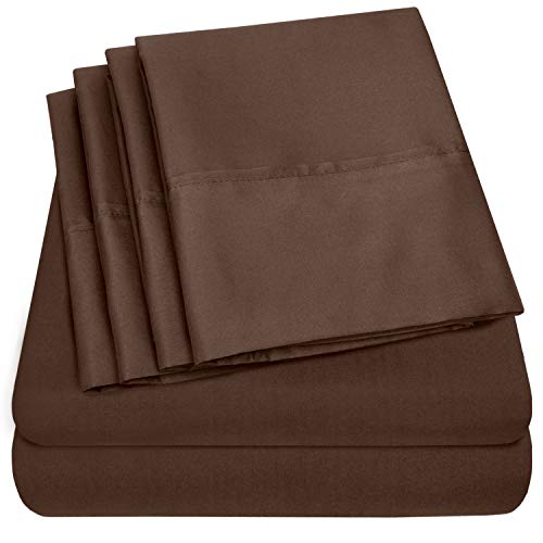 Full Size Bed Sheets - 6 Piece 1500 Supreme Collection Fine Brushed Microfiber Deep Pocket Full Sheet Set Bedding - 2 Extra Pillow Cases, Great Value, Full, Brown