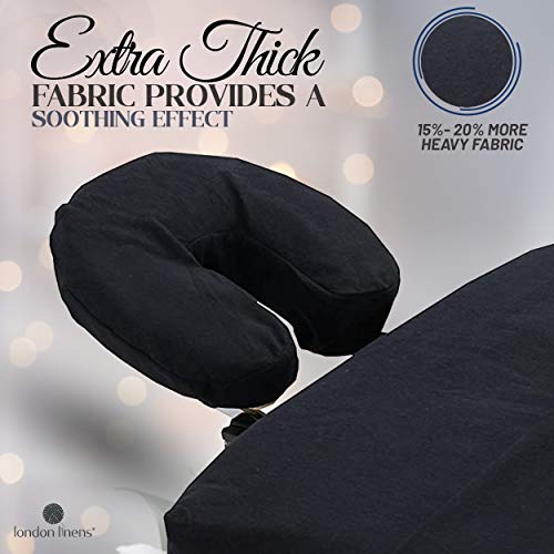 London Linens Pack of 4, Premium Extra Thick 100% Cotton Flannel Massage Tables Face Cradle Covers Cozies Fitted - Includes 4 pcs (Black)