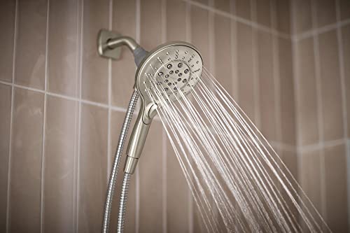 Moen Engage Spot Resist Brushed Nickel Magnetix Six-Function 5.5-Inch Handheld Showerhead with Magnetic Docking System, Detachable Shower Head, 26112SRN