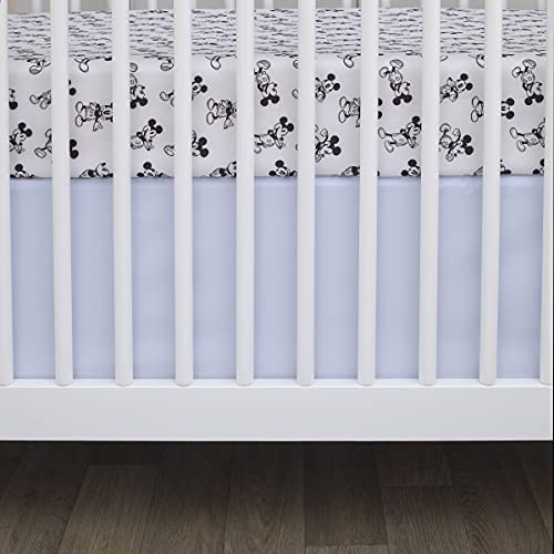 Disney Mickey Mouse - Timeless Mickey Blue, Gray, & White Stars & Icons 3Piece Nursery Crib Bedding Set - Comforter, Fitted Crib Sheet, & Crib Skirt, Navy, Light Blue, Grey, White