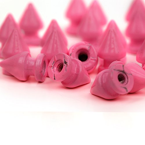 RUBYCA 12MM 50 Sets Metal Tree Spikes and Studs Metallic Screw-Back for DIY Punk Leather-Craft Pink