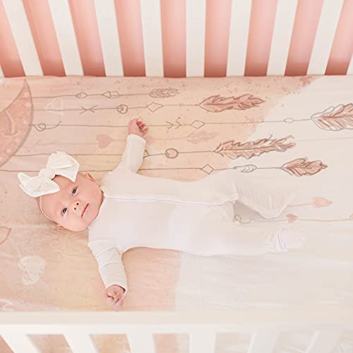 JumpOff Jo - Fitted Crib Sheet, Super Soft Breathable 100% Cotton Baby Crib Sheet for Standard Crib Mattresses and Toddler Beds, 28 in. x 52 in. - Rainbow Dream Catcher
