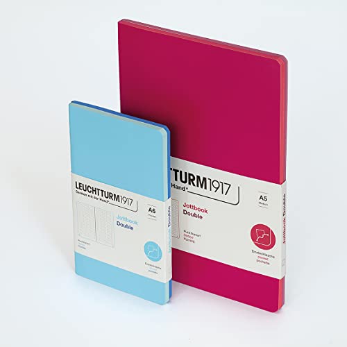 LEUCHTTURM1917 Jottbook Double Pack (Emerald & Pacific Green) - Dotted Medium (A5) - 59 Numbered Pages Each