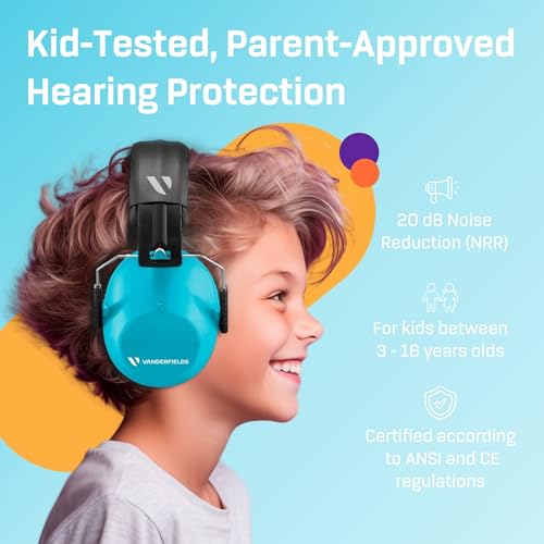 Vanderfields Noise Cancelling Headphones for Kids - Age 3-16 - 26dB Certified - Ear Protection Muffs for Autism & Toddlers