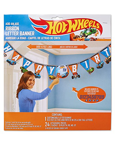 Hot Wheels Wild Race Jumbo Add-An-Age Letter Banner - 10.5' x 10" (Pack Of 1) - Multicolor Customizable Paper Birthday Decorations