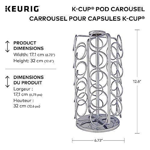 Keurig Storage Carousel, Coffee Pod Storage, Holds up to 36 Keurig K-Cup Pods, Silver