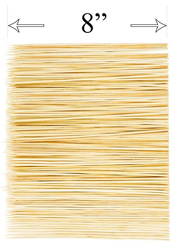 DecorRack 400 Natural Bamboo Skewer Sticks, Natural Wood Barbecue Skewers for Grilling, Kabob, Fruit, Appetizers, Cocktail, Brunch, Chocolate Fountain, BBQ Skewers, 8 inch (Pack of 400)