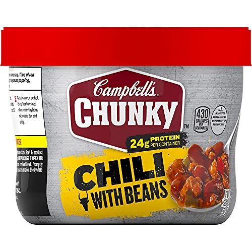 Campbell's Chunky Chili with Beans, 15.25 oz Microwavable Bowl (Pack of 8)