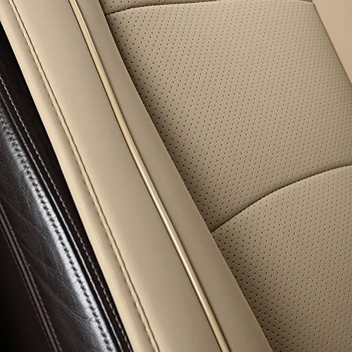 1pcs Luxury Car Seat Backrest Protector Cover Car Interior PU Leather Car Seat Cover Universal Anti-Slip Seat Cover (Beige Backrest)